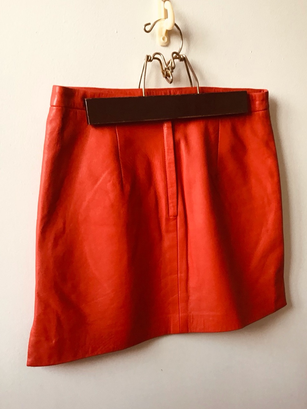 * SALE * Red soft Leather BCBG Mini Skirt